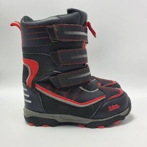 Totes Boys Silas 3 Straps Snow Winter Boot Black Red Waterproof Size 1M
